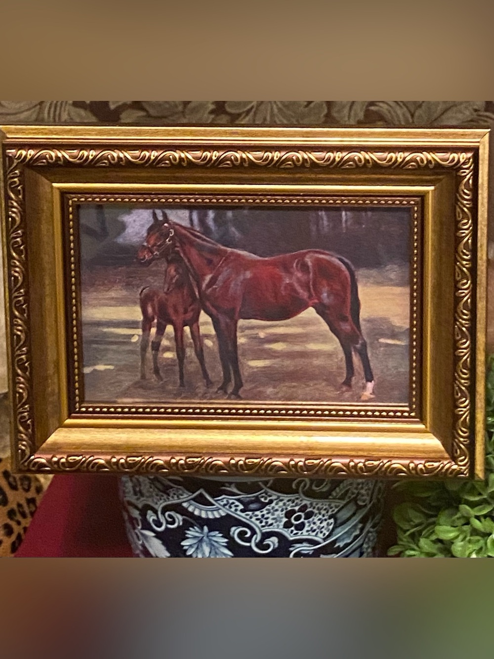 The Hunt & Magnolia Vintage Inspired  Framed Horse Print approx 5 3/4” x 7 3/4”